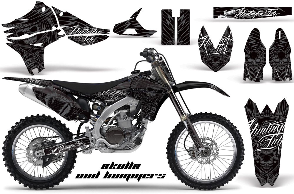 Yamaha YZ450F 2010 Graphics HUNTINGTON INK-SKULLSHAMMERS-SILVER-NP